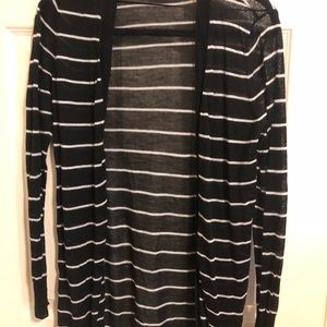 Loft black and white stripped cardigan